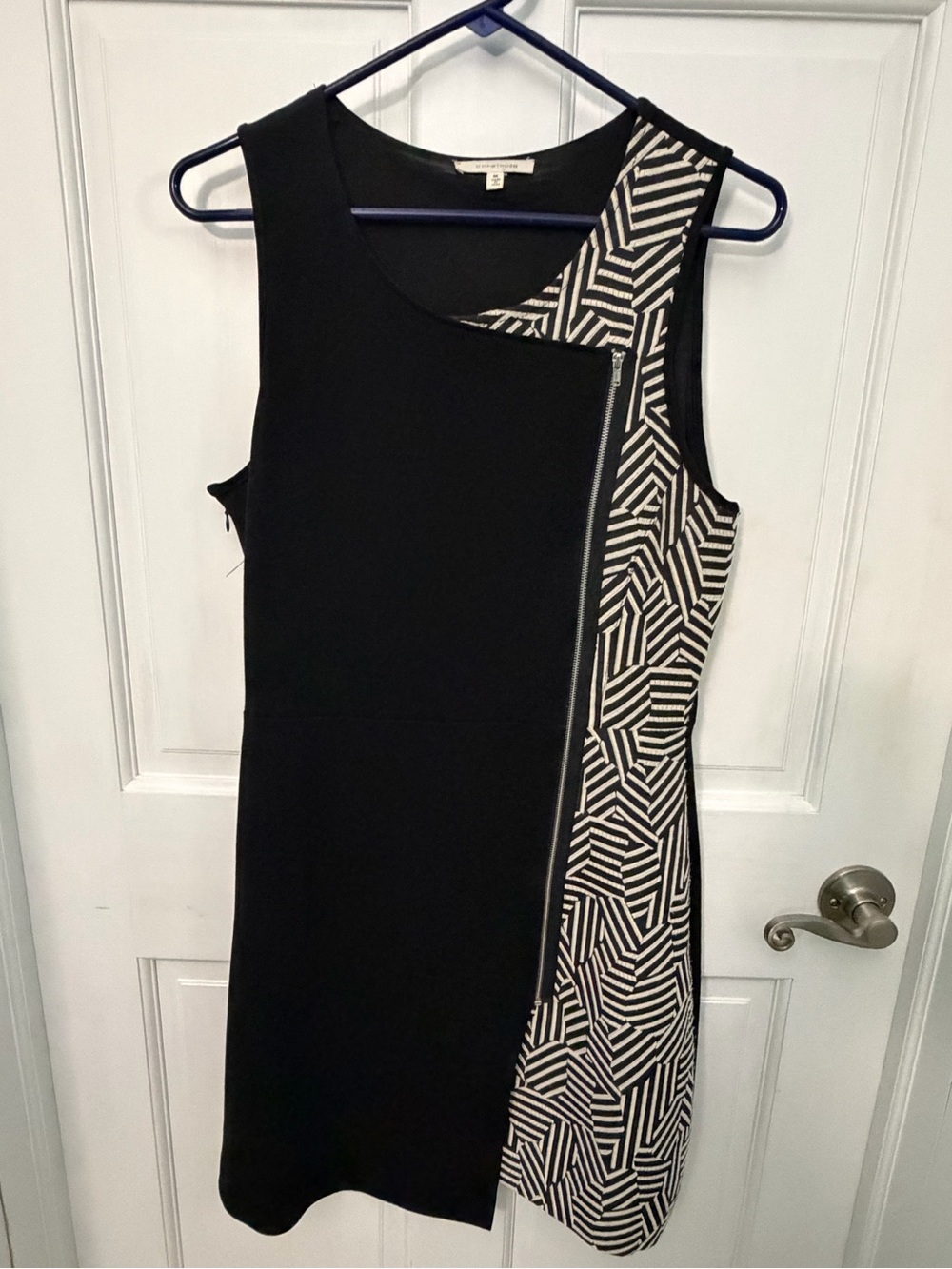 41 Hawthorn Black Sheath Dress with Geometric Panel